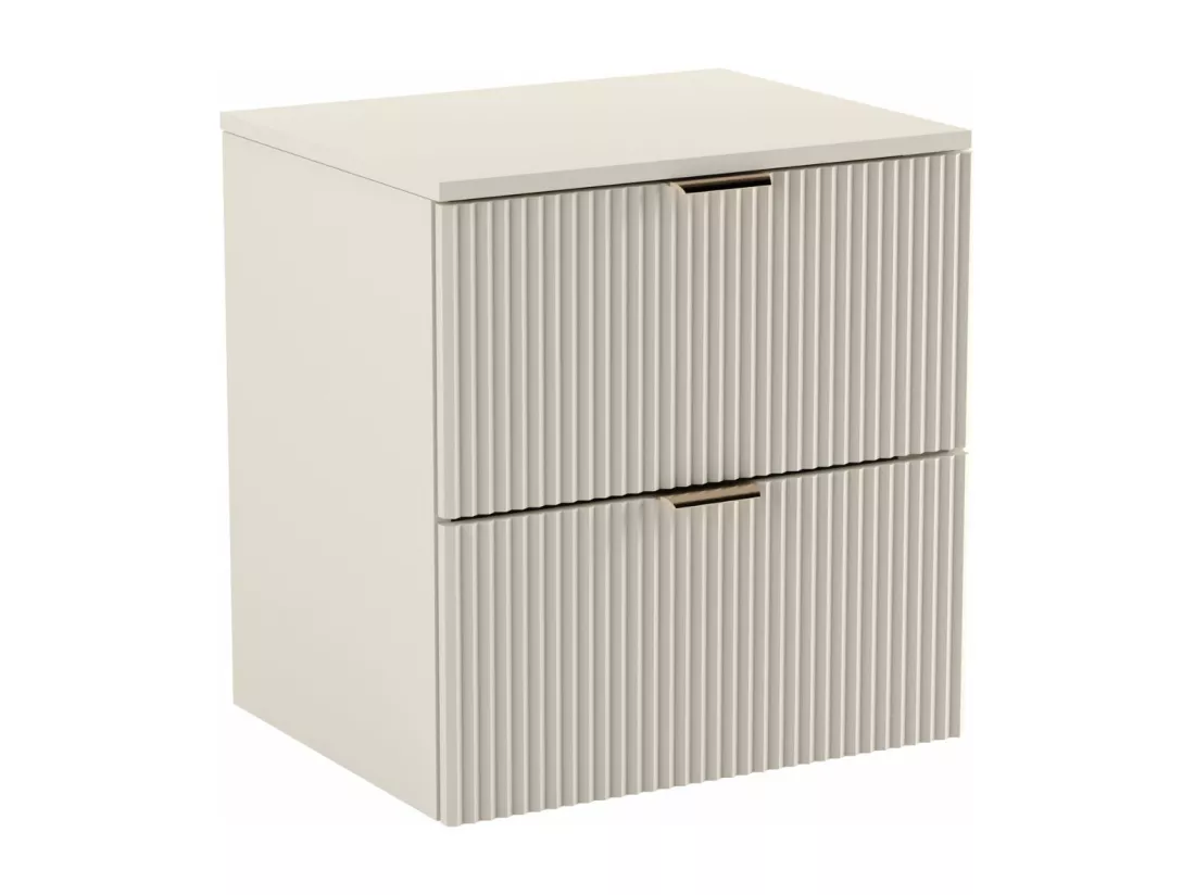 Meuble lavabo WENA, façades cannelées, Willy, 60x60x47 cm, Cachemire