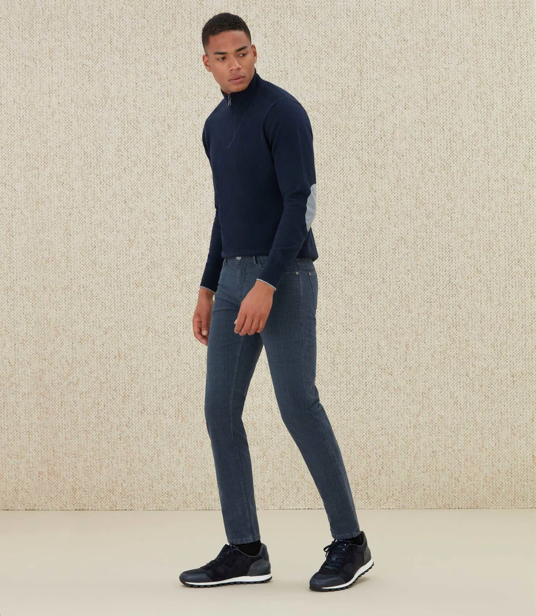 Pantalon à carreaux marine 
