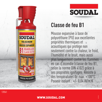 Soudal brandvertragende pur bouwschuim 500 ml