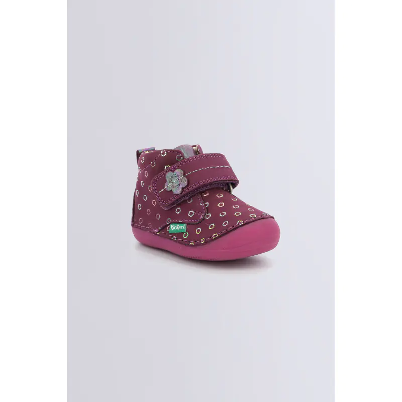 SABIO PRUNE FLOWER BOTTILLONS Cuir Fille