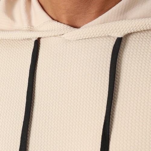 Tee Shirt Capuche Texturé Waffle 0581 Beige Clair