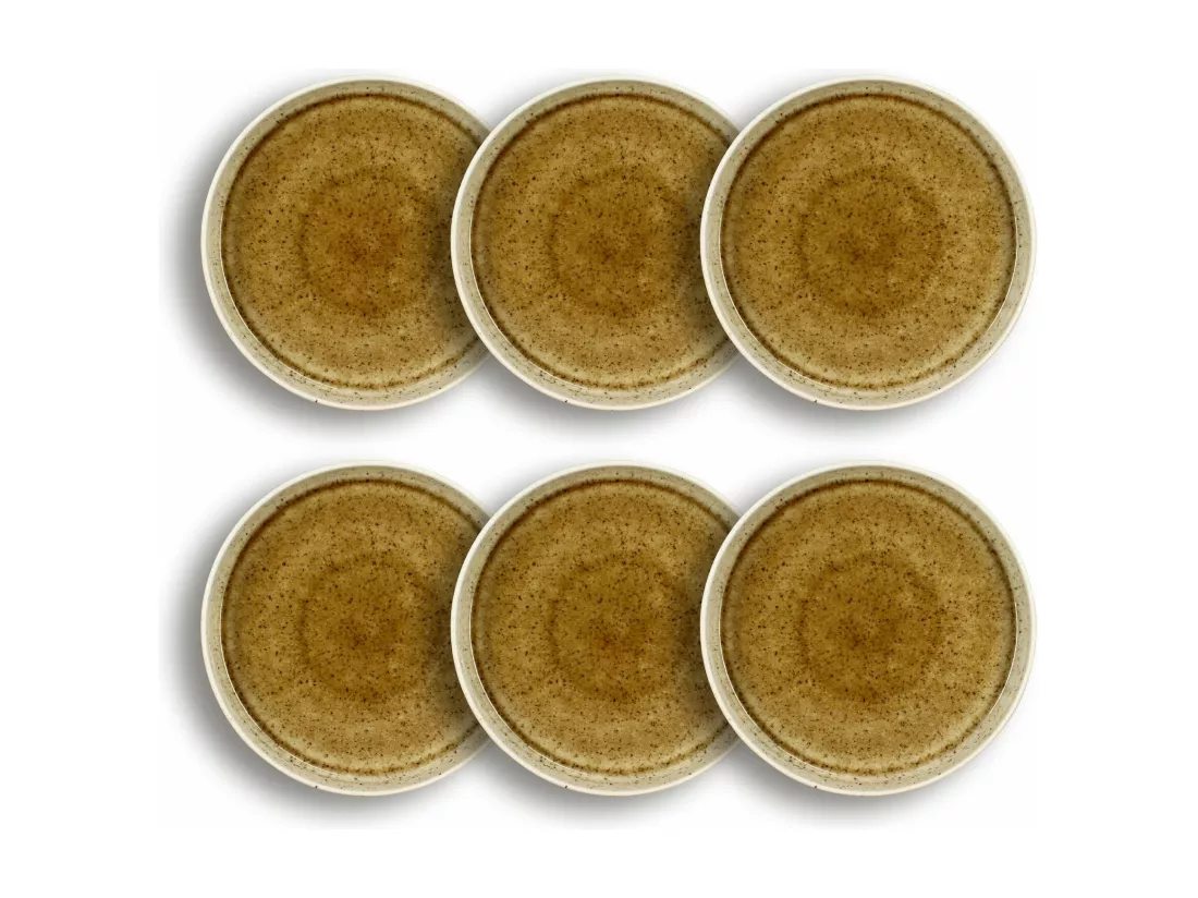 Ogo Living - Lot 6 Assiettes Creuses Stack 24cm En Porcelaine Marron