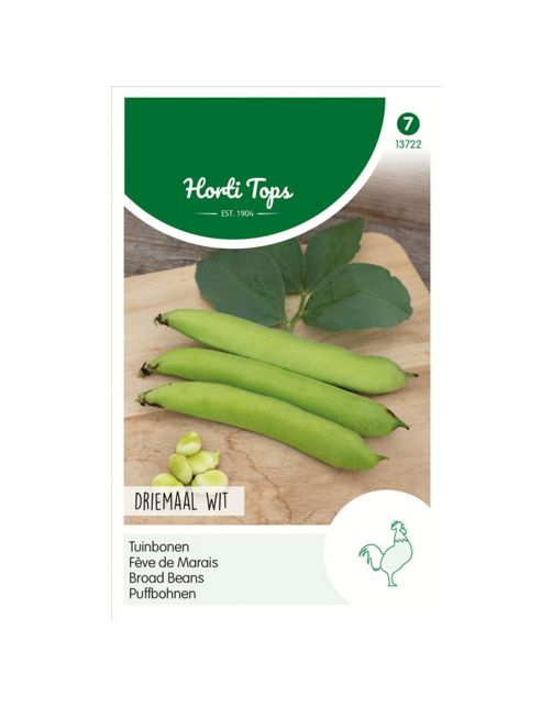 Hortitops Tuinbonen Driemaal Wit - Groentezaden - 250 g