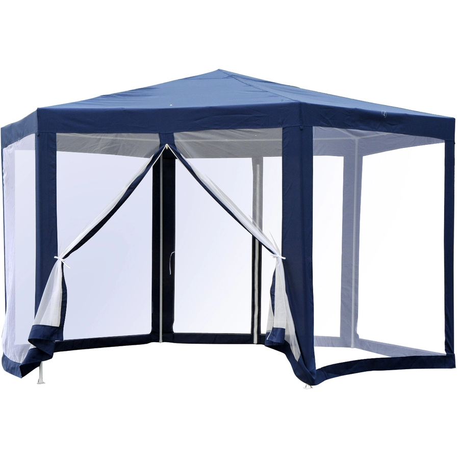 Outsunny Pavillon in sechseckiger Form blau