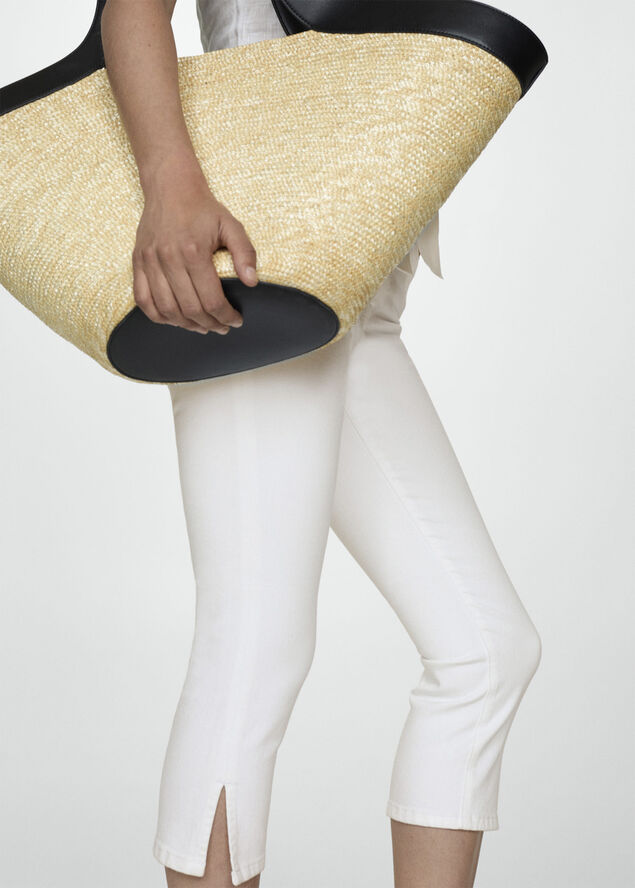 MANGO Side opening capri jeans White
