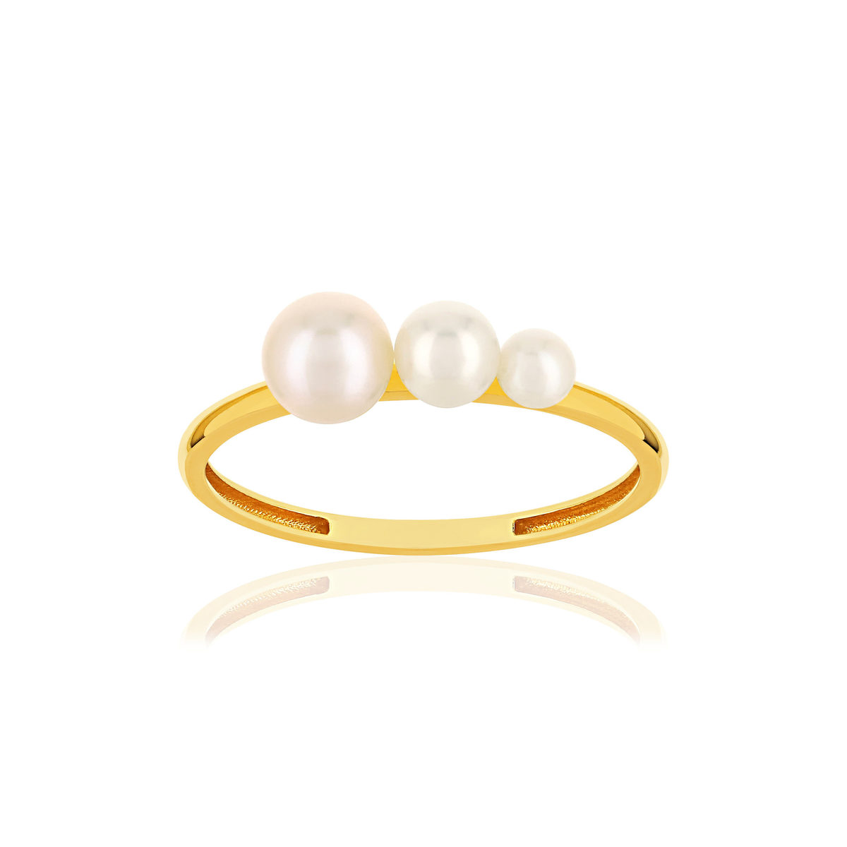 Bague or jaune 375 perles de culture de chine