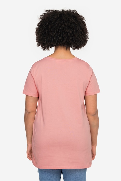 T-Shirt, Metallic-Schriftzug, Rundhals, Halbarm