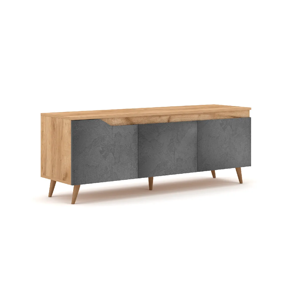 VIVALDI Meuble TV Craft - Dore/Beton Graphite
