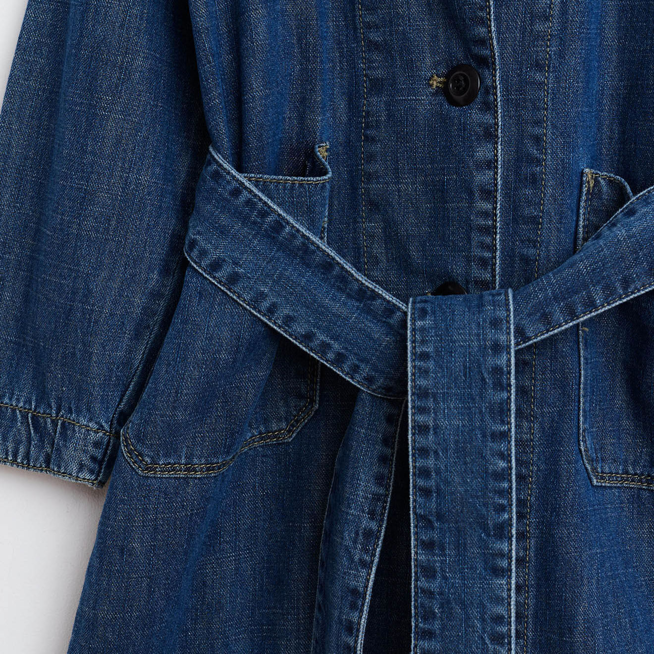 Bellerose Manteau Pogo à nouer en Toile denim bleu
