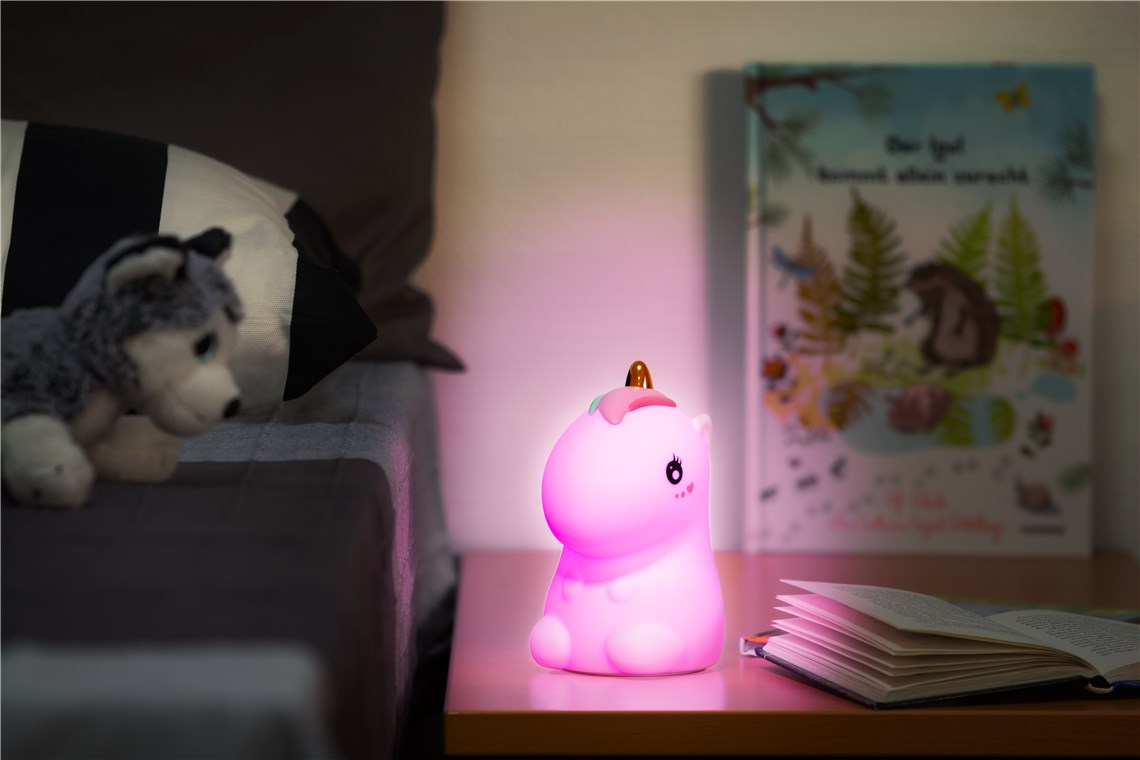 Silikon LED Kinder Nachtlicht USB Kinderzimmer Lampe mit Touch Sensor / Farbwechsel (61649) - Einhorn