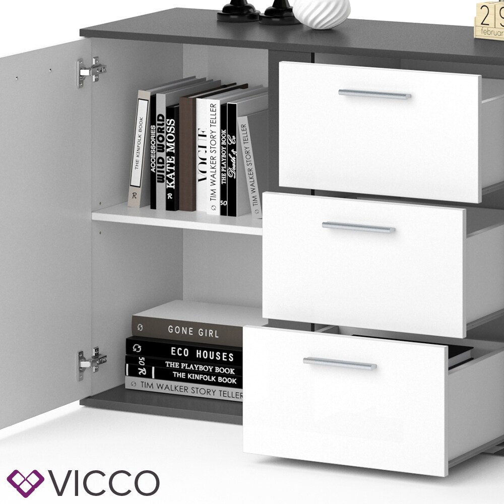 VICCO Sideboard NOVELLI Highboard weiß sonoma Kommode Anrichte Schrank 2 Türen