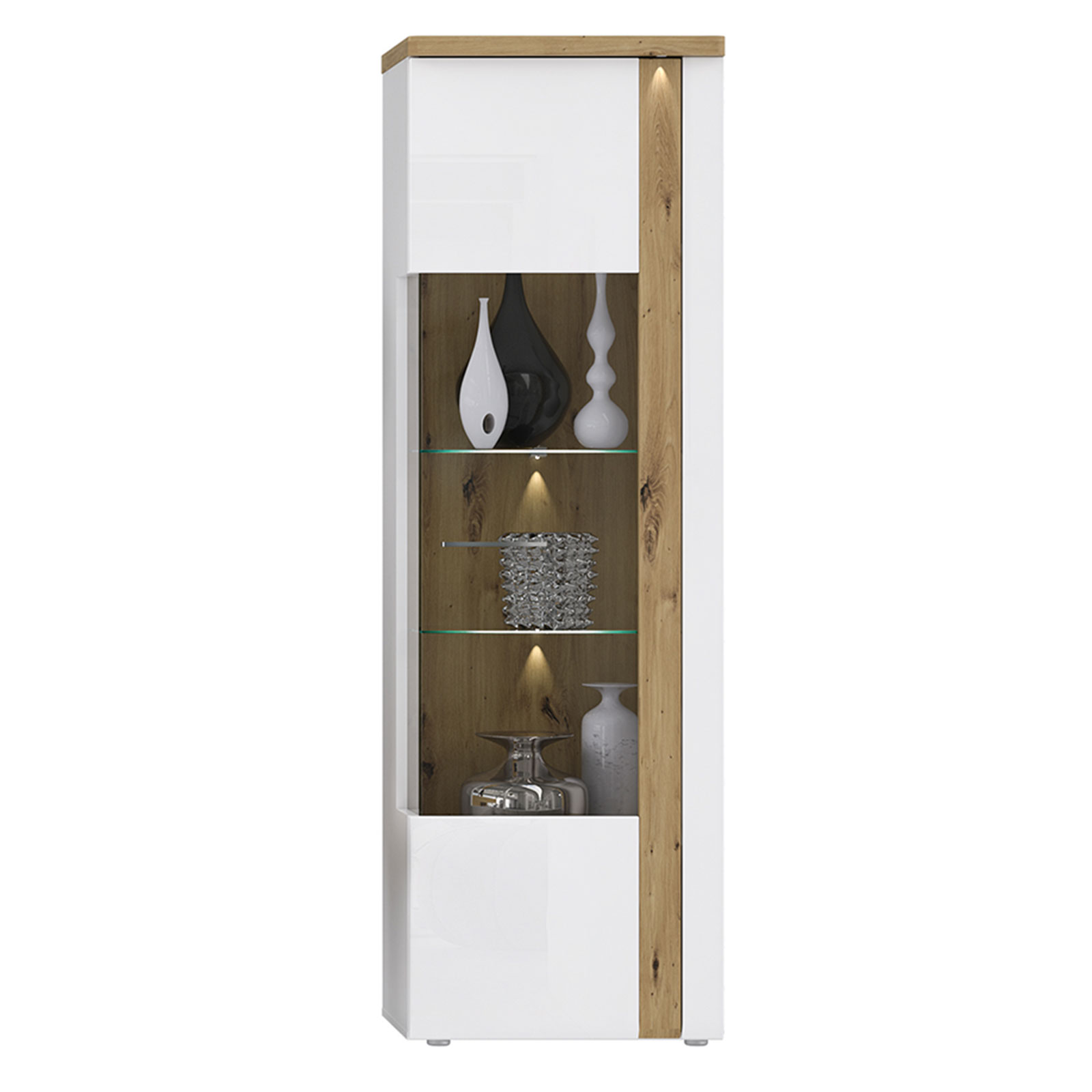 Vitrine - weiß-Artisan Eiche - 196 cm hoch