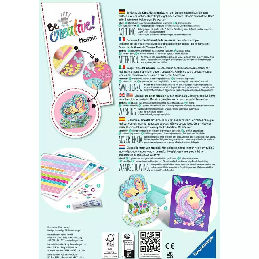 Ravensburger BeCreative Mosaic Unicorn bunt
