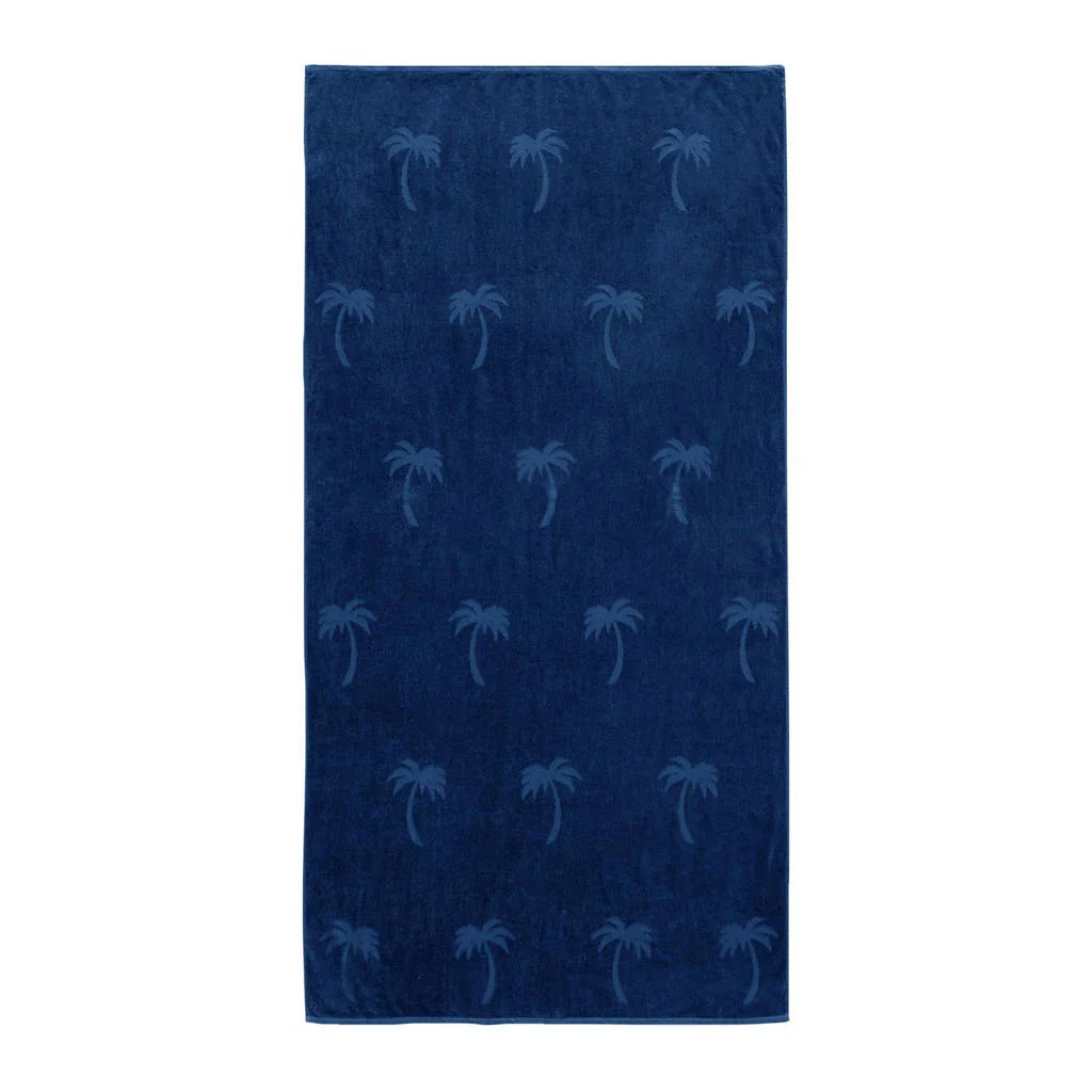 Strandlakenstrandlaken Palm (donkerblauw) (200x100 cm)