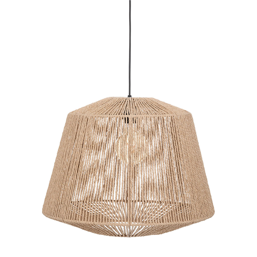 Suspension JILY en métal noir et corde naturelle D 48cm