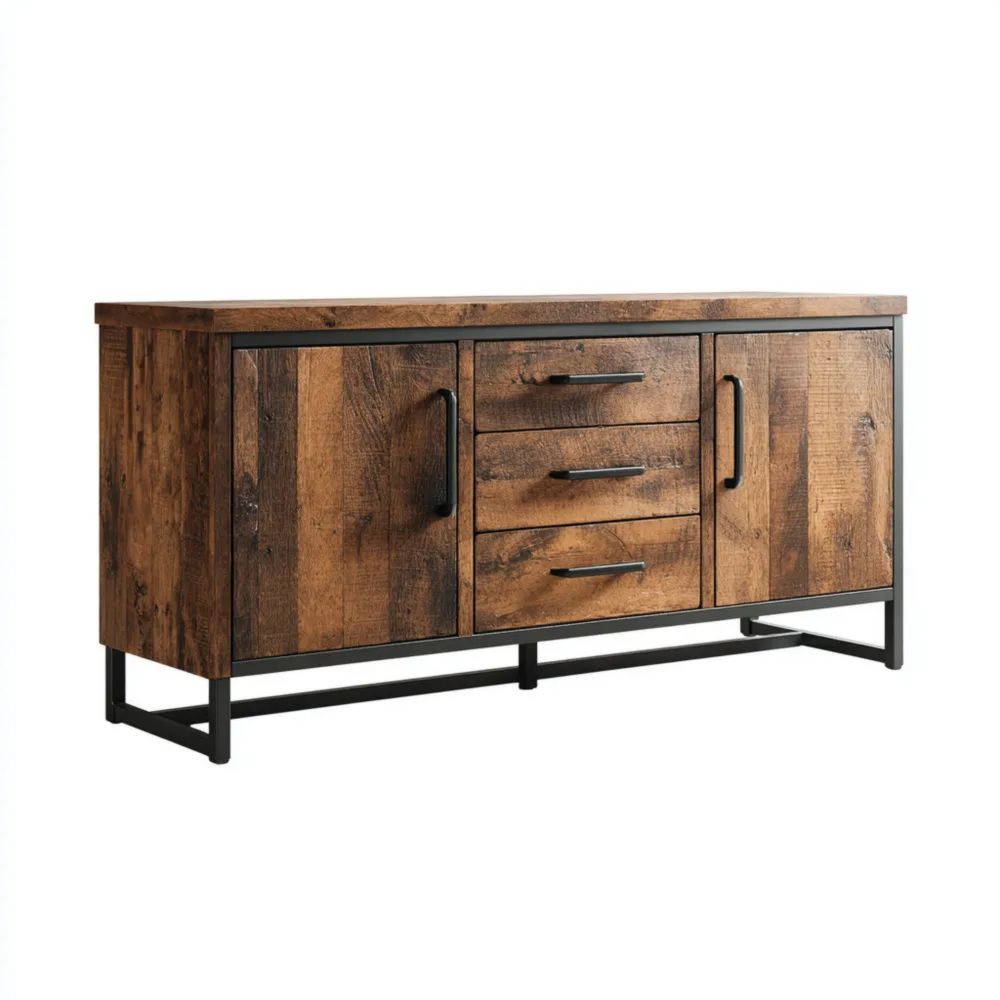 Sideboard 150x40x80 cm Holzoptik Metallrahmen Vintage-Stil