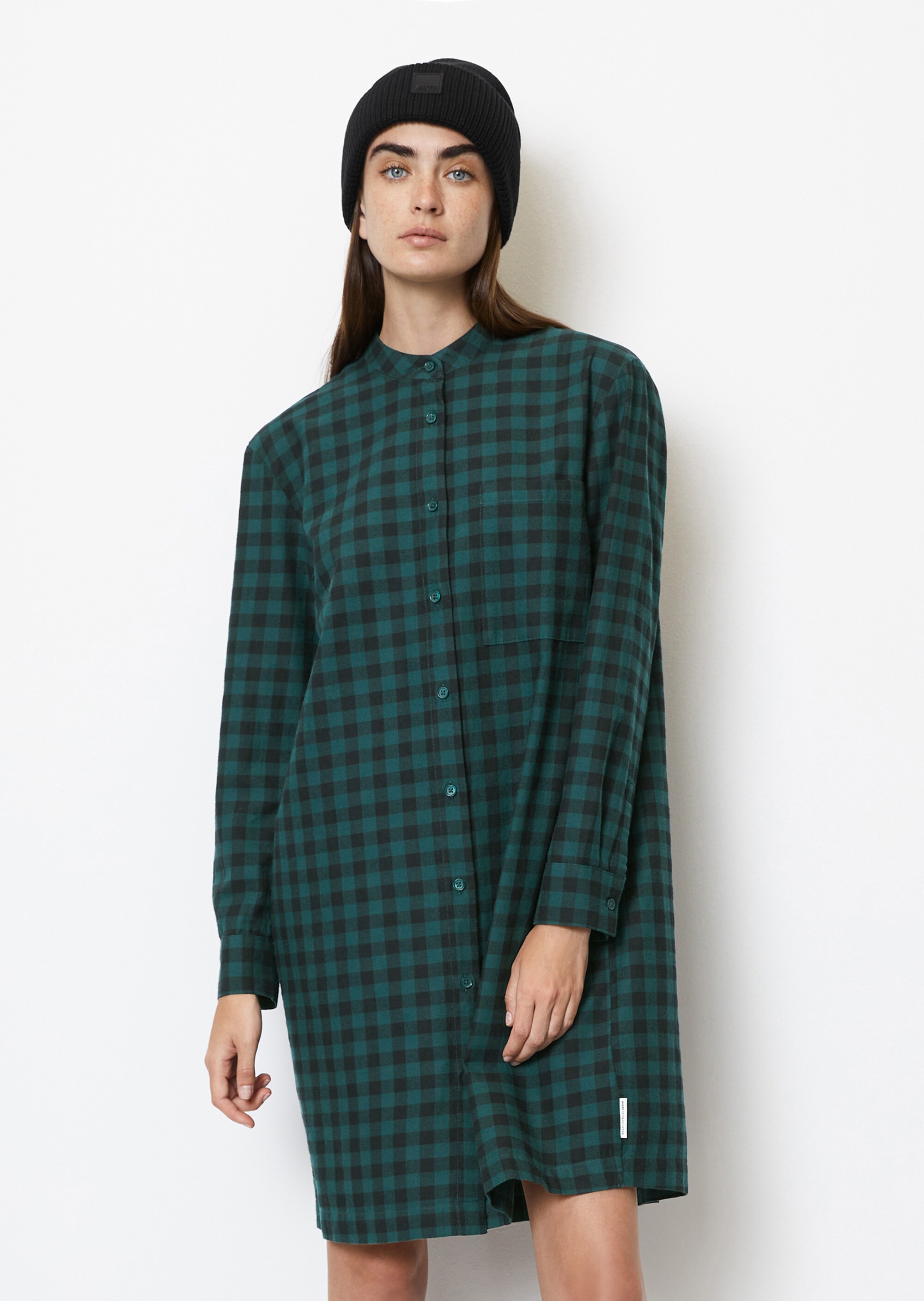 Kariertes Hemdblusenkleid regularaus Organic Cotton