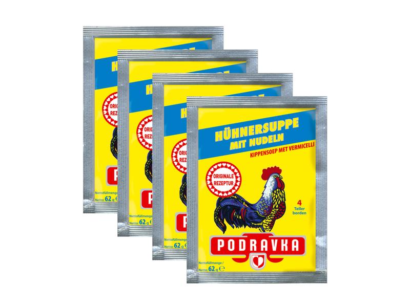 Podravka Hühnersuppe mit Nudeln 4 x 62 g Instant Suppe mit Pouletgeschmack