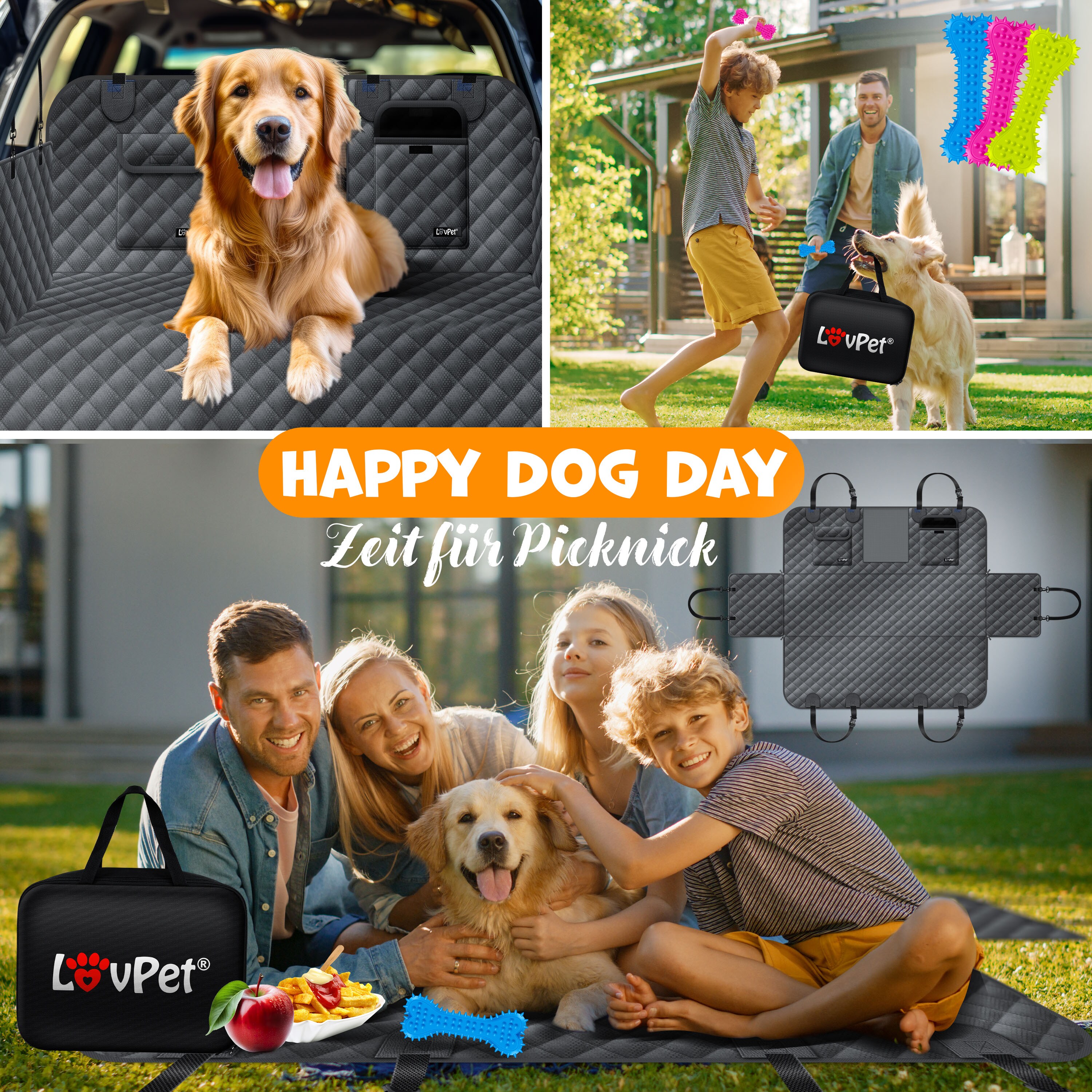 LovPet® 2in1 Hundedecke für Auto Rückbank & Kofferraum mit Seitenschutz und Sichtfenster Kofferraumschutz - Wasserabweisende Hunde Autoschondecke Universal Autoschutzdecke Autodecke Rücksitz