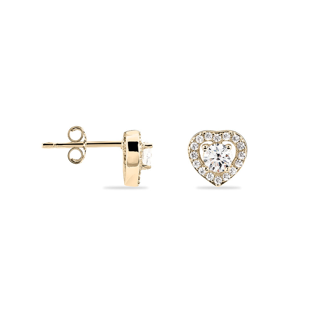 Boucles D'oreilles Puces Alais Plaqué Or Jaune Oxyde De Zirconium