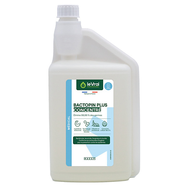 Désinfectant multi-surfaces concentré Le Vrai Bactopin Plus, flacon autodoseur 1 L