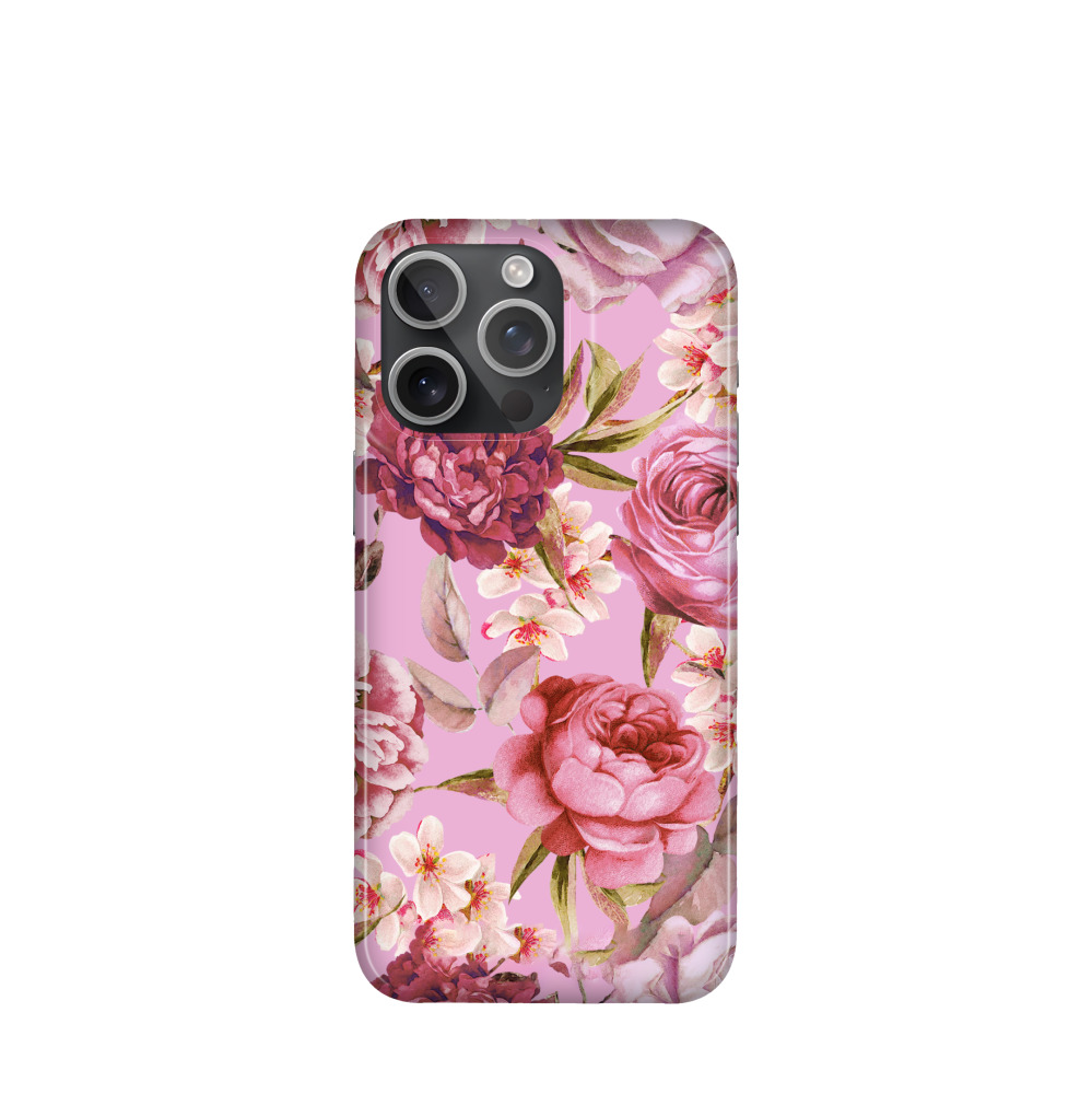iPhone 15 Pro Max Kunststoff Hülle Wildrosen 2 - Pink