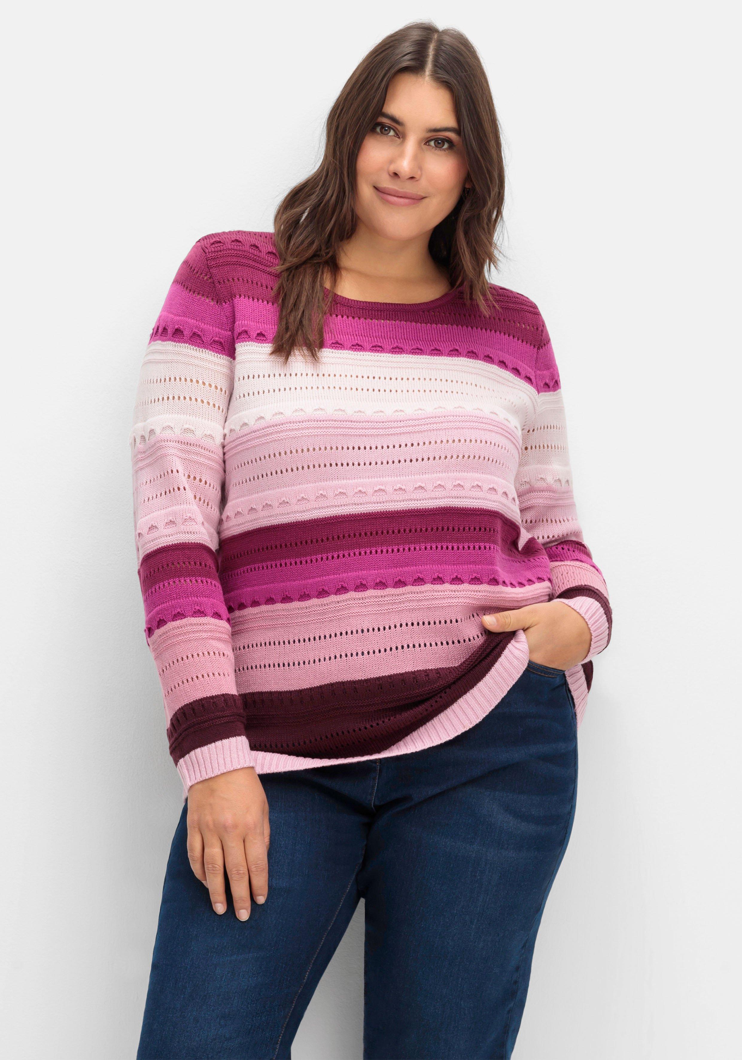 Pullover im Colorblocking und Ajourstrickmuster