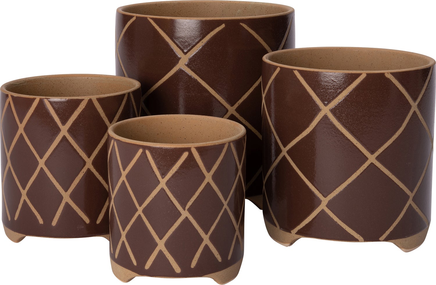 Intratuin bloempot op poten Blaise bruin / crème D 13,7 H 14 cm