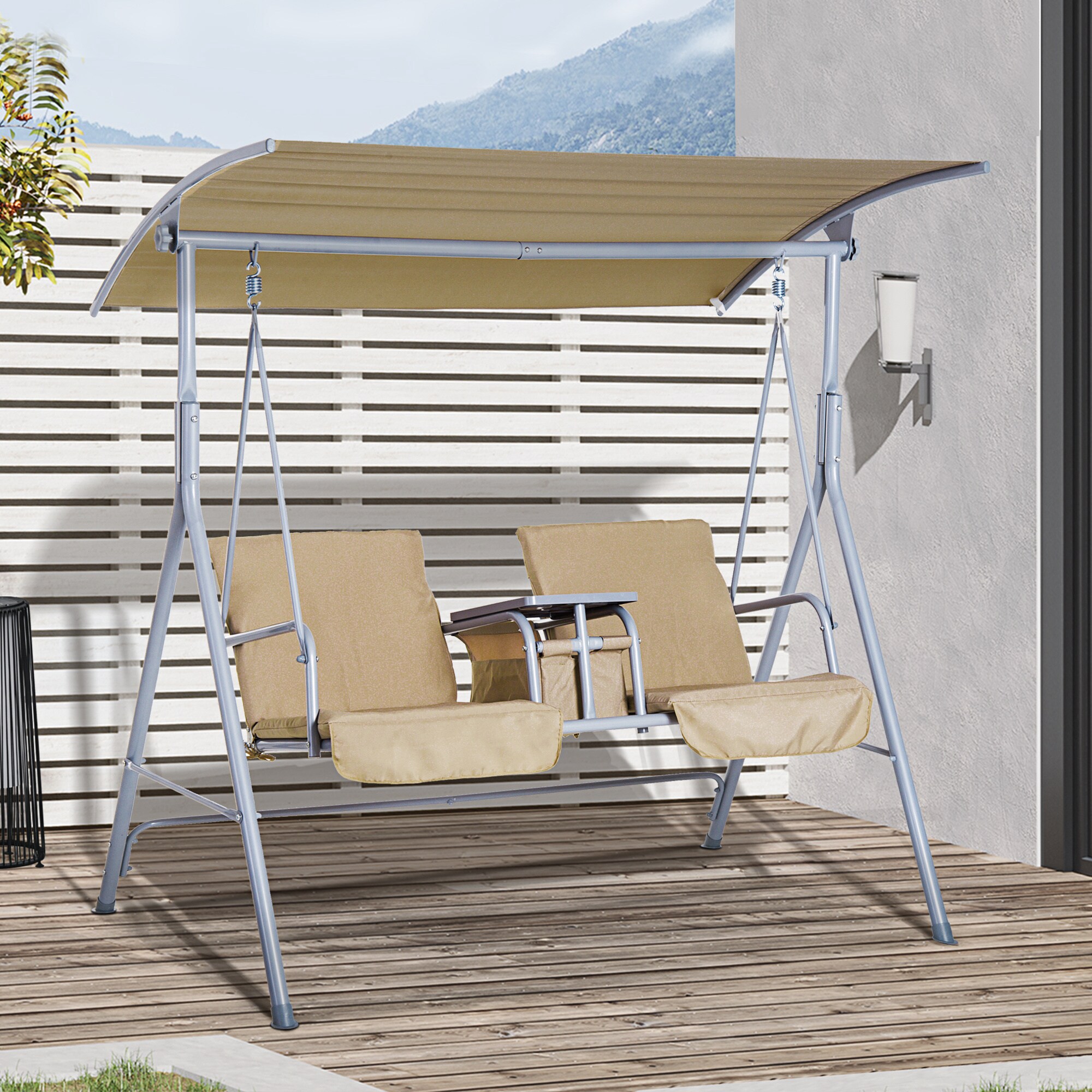 Outsunny Gartenschaukel mit Sonnendach 170 x 110 x 165 cm (LxBxH)