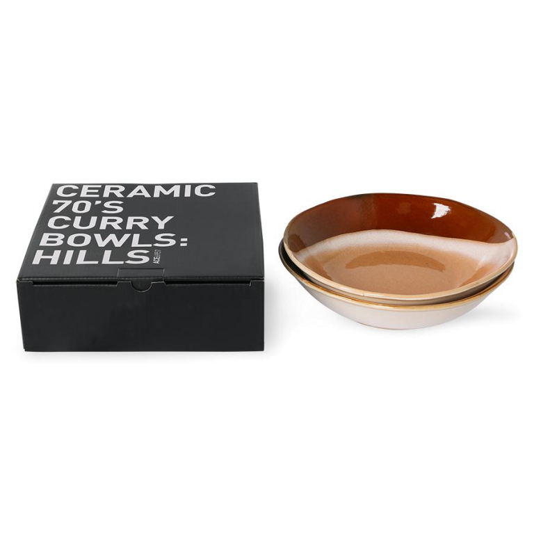HKliving 70's Ceramic Curry kom set van 2 daybreak