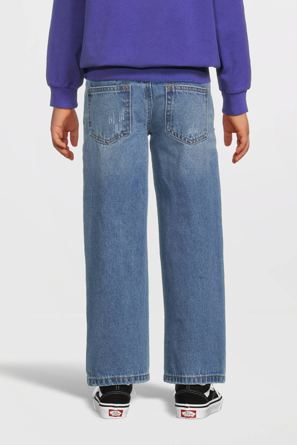 NAME IT high waist straight leg jeans NKFROSE met all over print medium blue denim