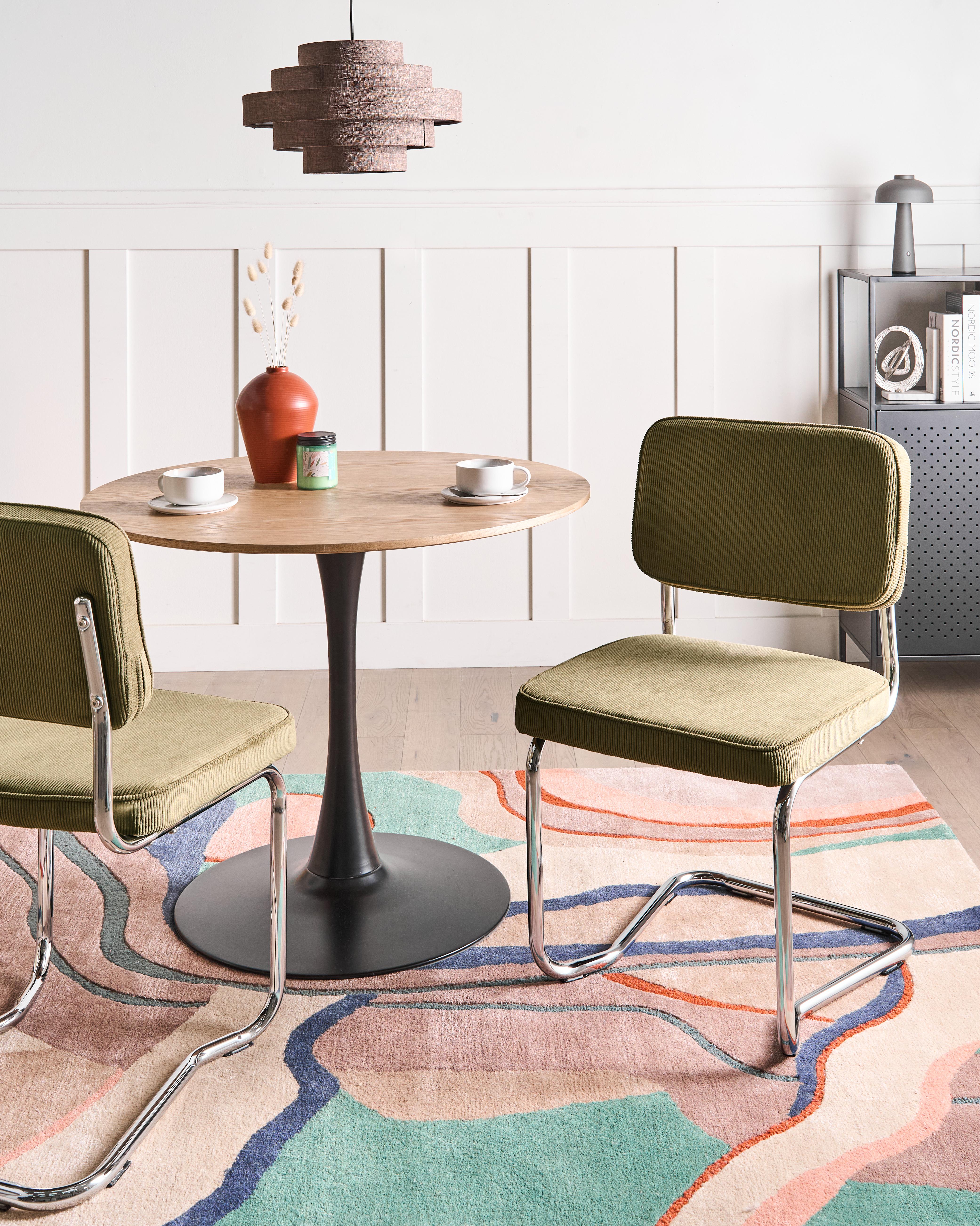 Set van 2 eetkamerstoelen IRWIN Corduroy Olijfgroen
