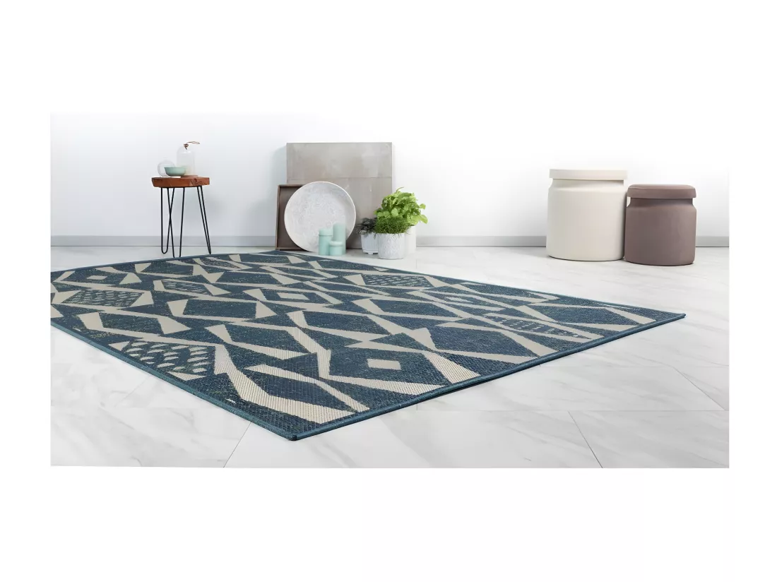 Tapis 230x160cm, design C203I coloris bleu - Confort et élégance pour votre intérieur