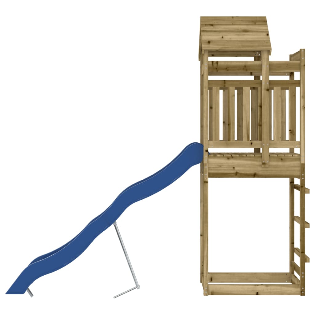 Aire de jeux d'extérieur balançoires toboggan portiques robuste jeux jardin 267 x 64 x 238 cm bois de pin imprégné