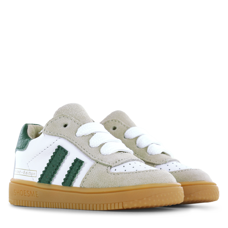 Shoesme wit-groen sneakertje Leer, Suède | Jongens schoenen