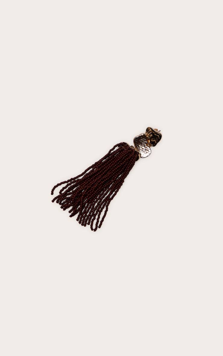 Chocolat Boucles D'oreilles À Pompons Perlés