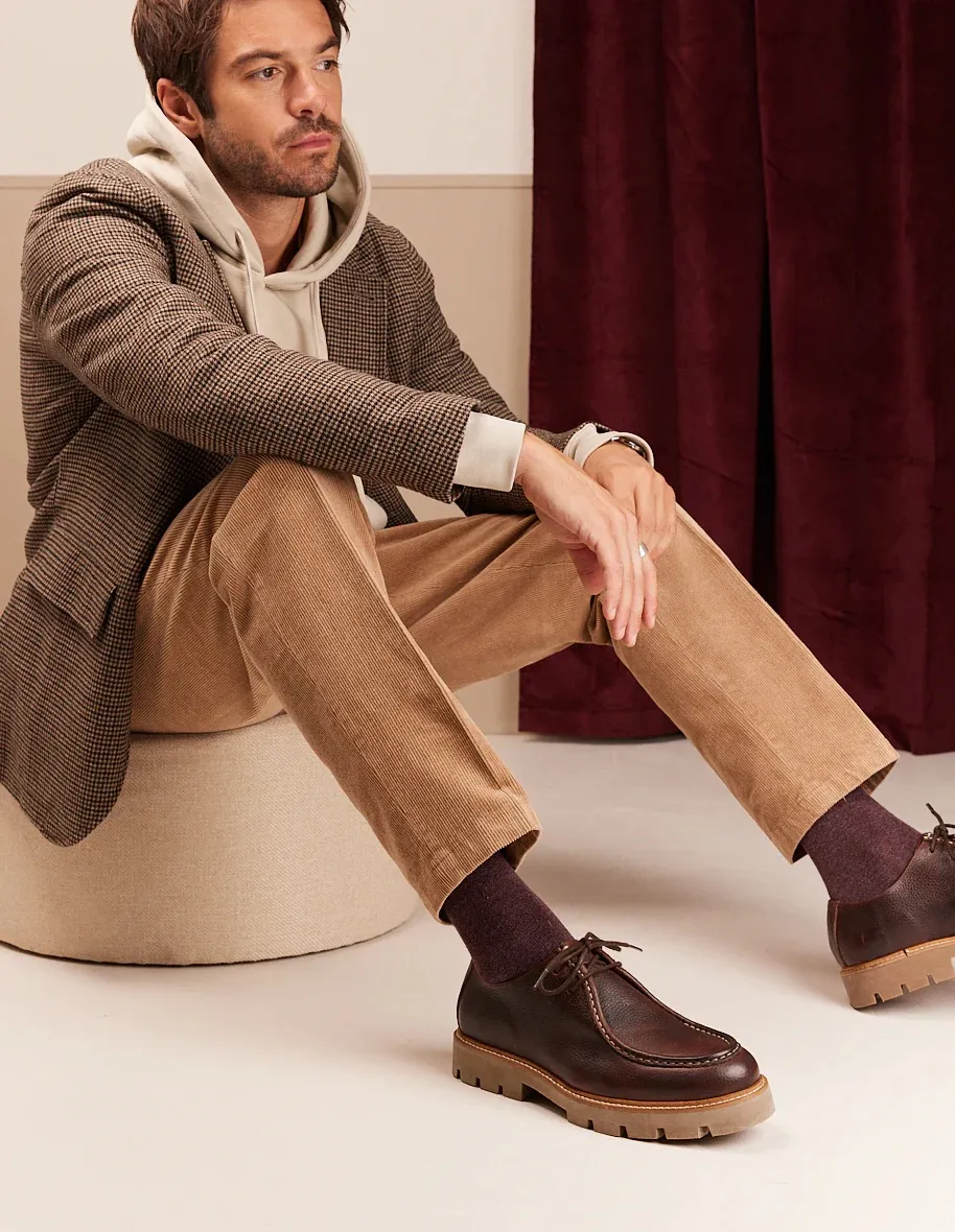 Derbies plateau en cuir pull up grainé Gontran M.Moustache