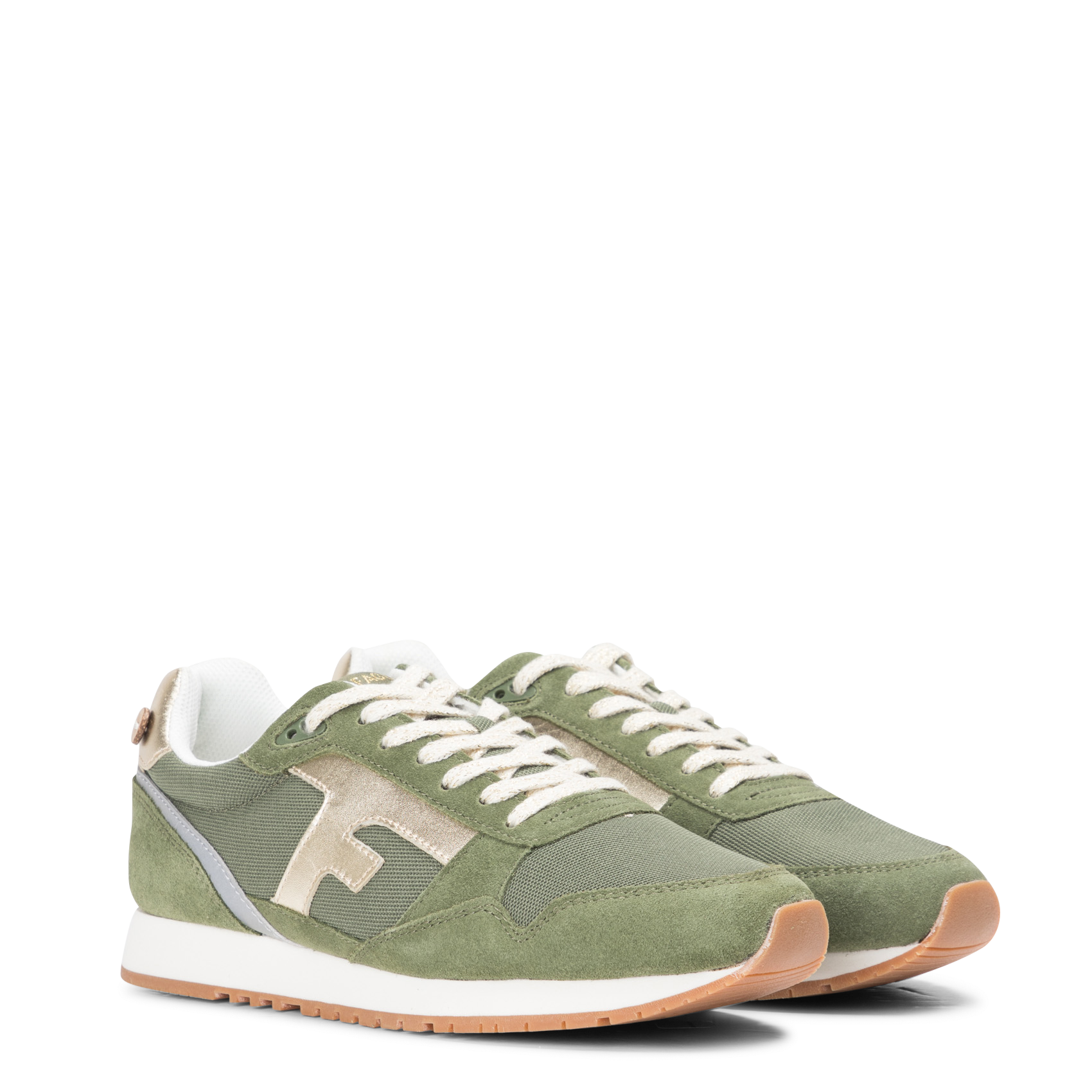 ELM - Baskets basses en cuir et mesh | Kaki