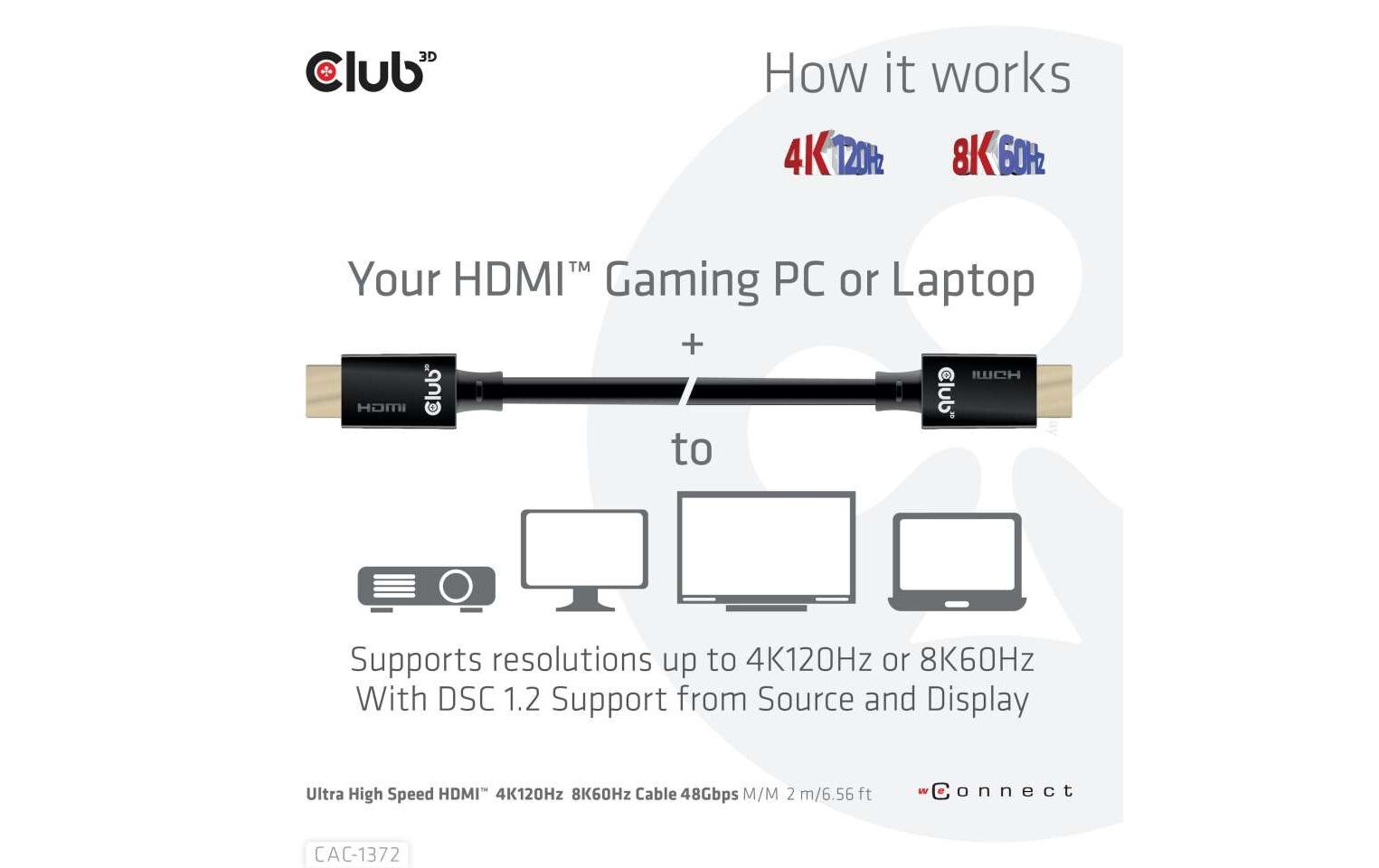 Kabel Ultra High Speed 4K120Hz, 8K60Hz HDMI 2.1 - HDMI, 2 mUltra High Speed HDMI 2.1-Kabel mit Unterstützung für Auflösungen bis zu 4K @ 120Hz oder 8K @ 60Hz