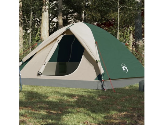 VIDAXL - Pack camping Tente de camping 6 personnes vert 348x340x190 cm taffetas 1...