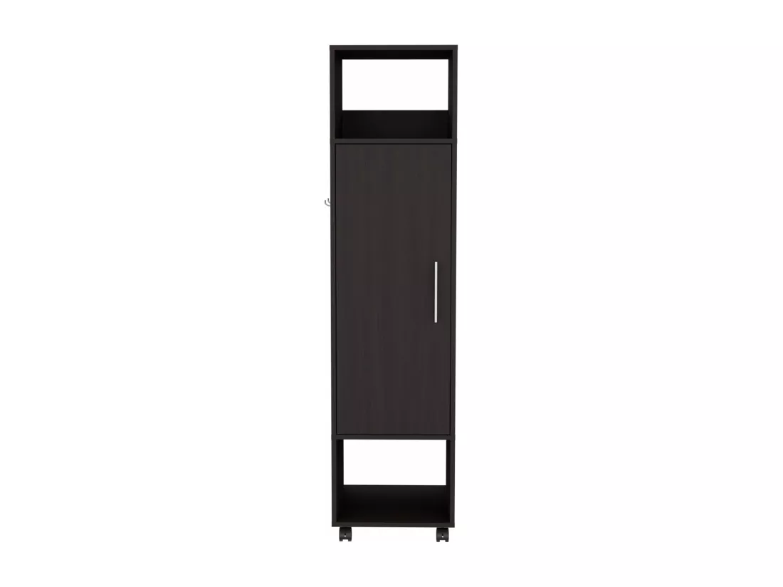 Armoire en mélamine Kronospan avec une porte, deux étagères, tringle à vêtements et miroir inclus, 160 cm X 40 cm X 40 cm X 48 cm, Noir