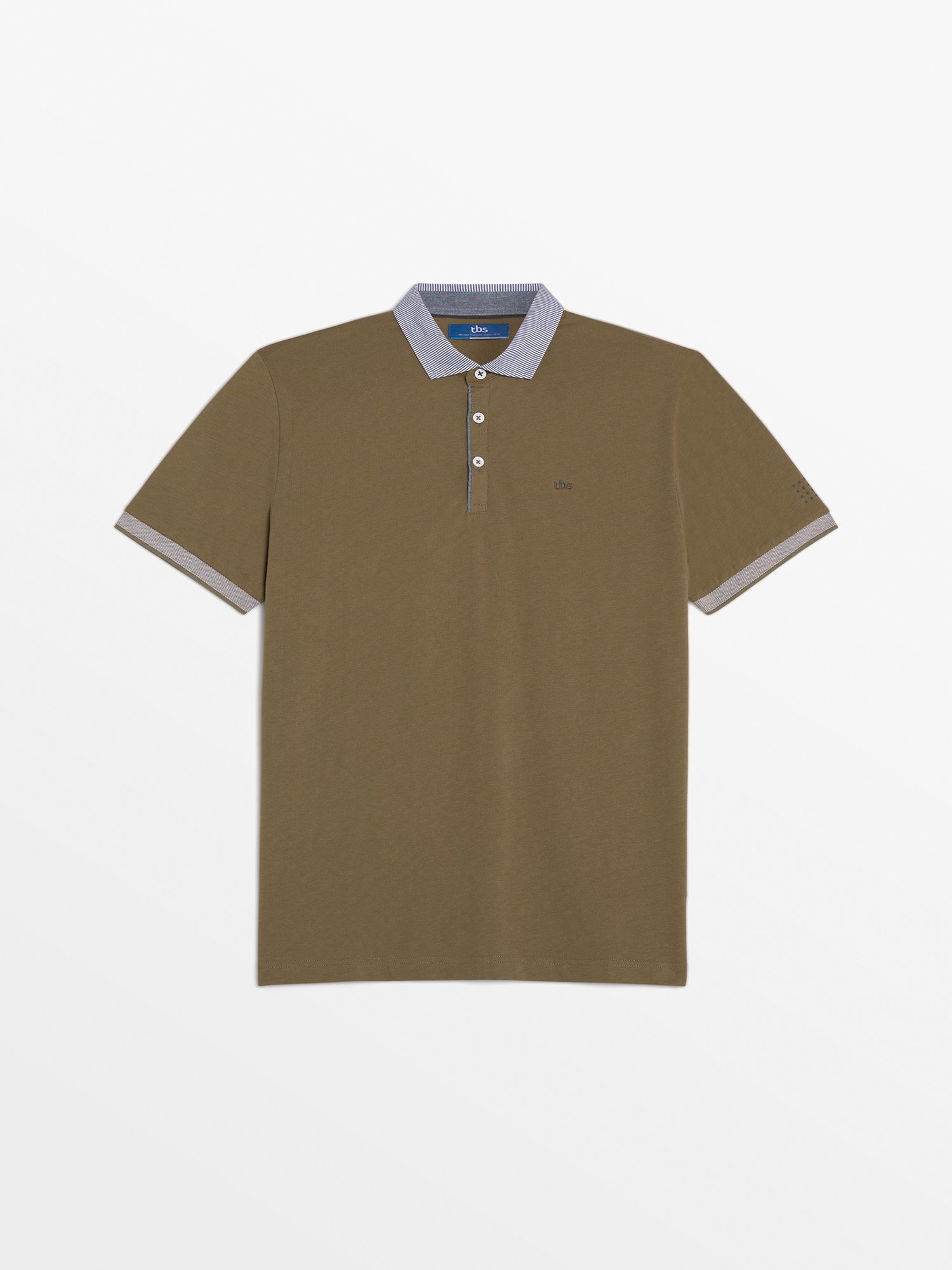 Polo Homme En Jersey de Coton Kaki