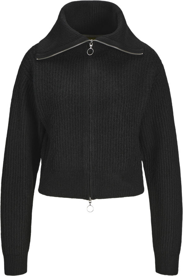 JJXX JXGILLY DIVERSE CARDIGAN KNIT LN Black//moonbeam neck piping