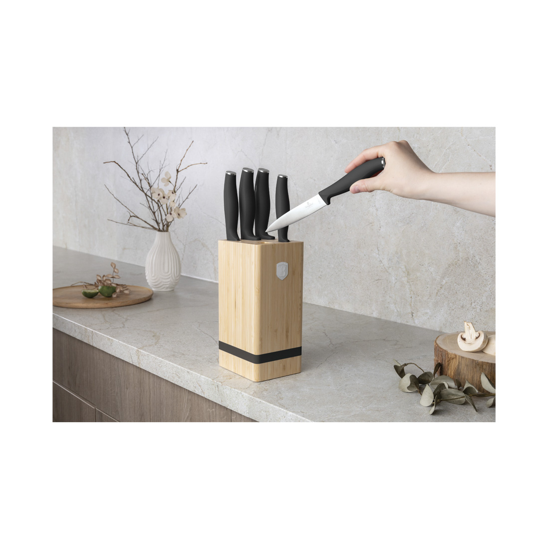 Berlinger Haus 6-teiliges Messer-Set mit Messerblock Matte Black Collection