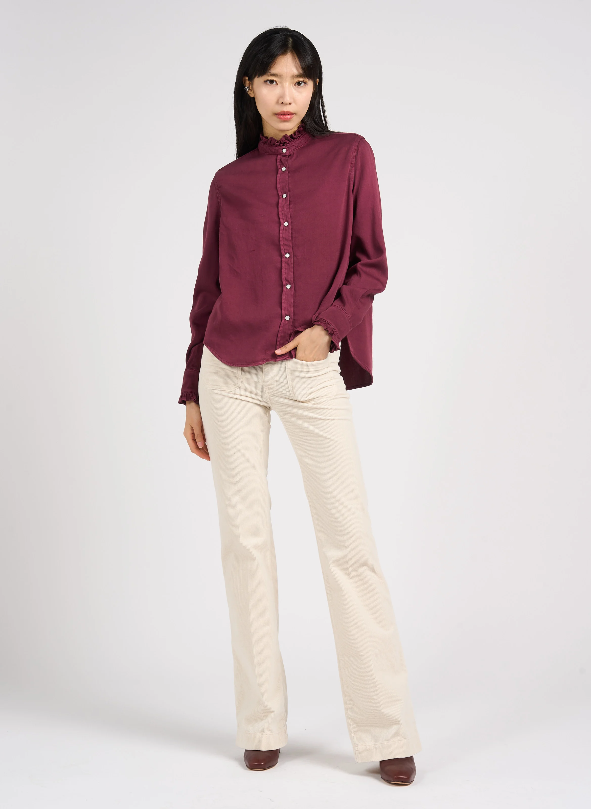 Pantalon patte d'eph en coton mélangé | Blanc