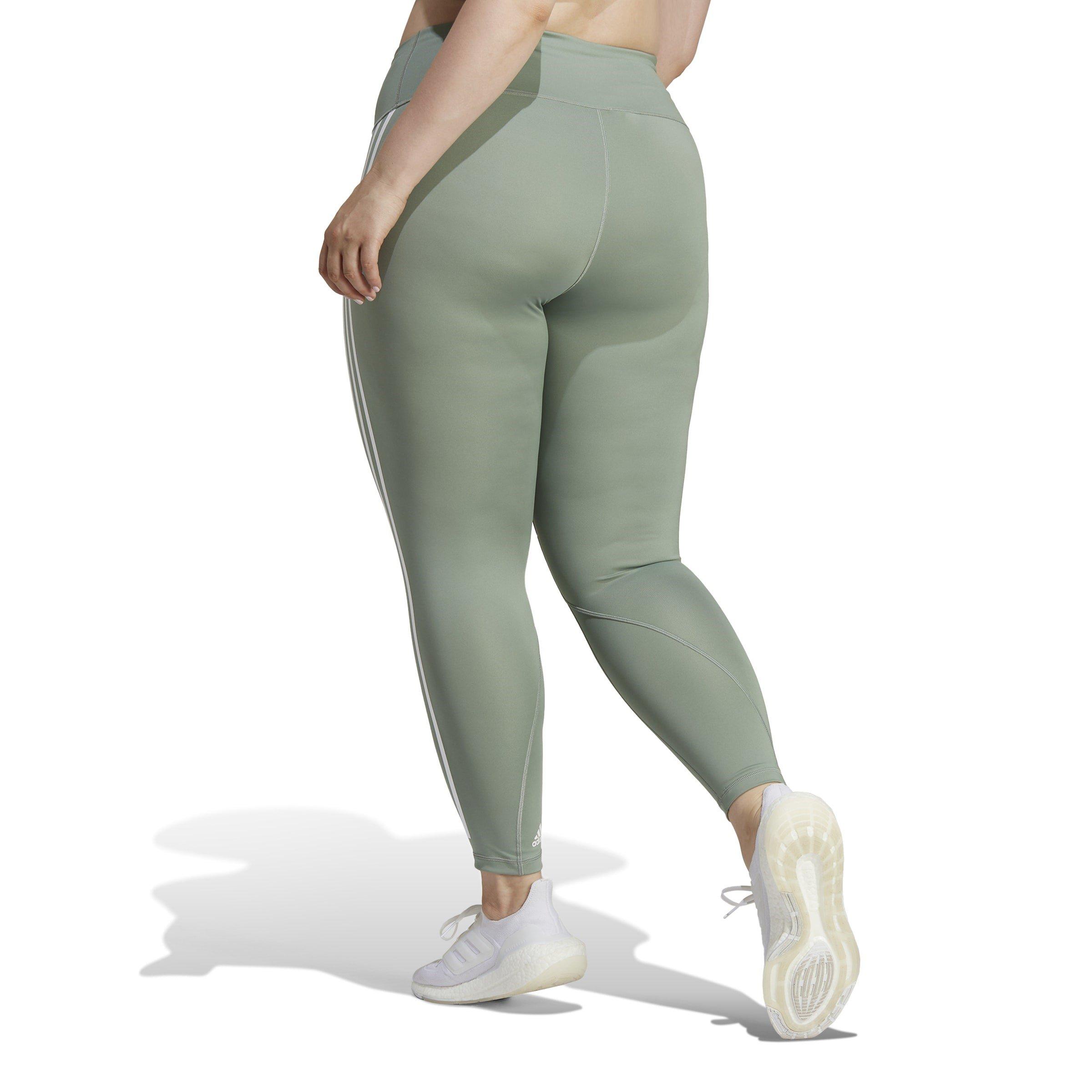 adidas Optime TrainIcons 3 Stripes 7 8 Leggings (Plus Size) Womens