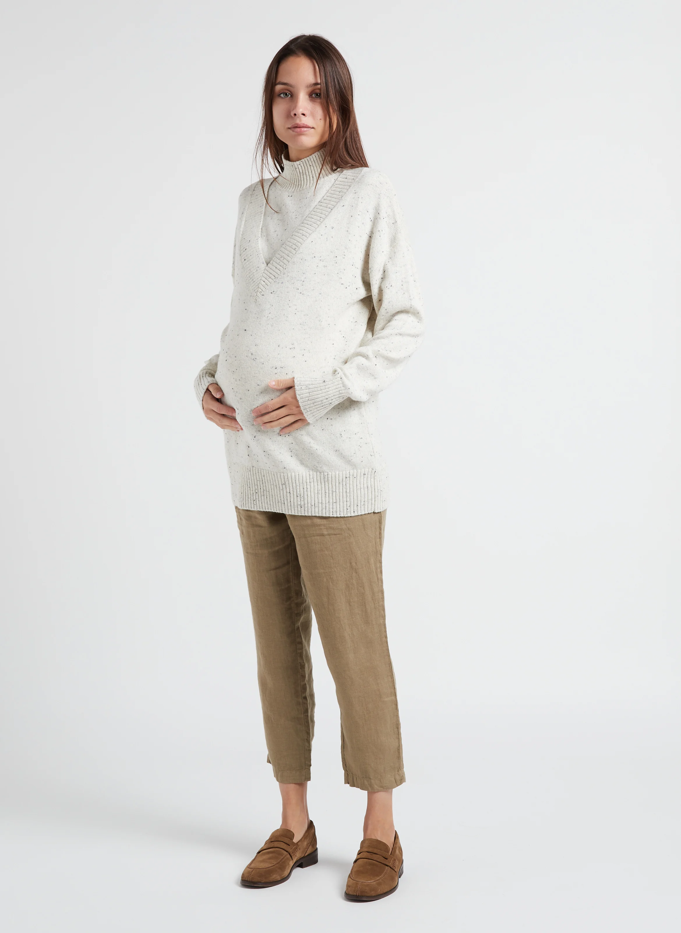 MERLE - Pull col montant en coton | Gris