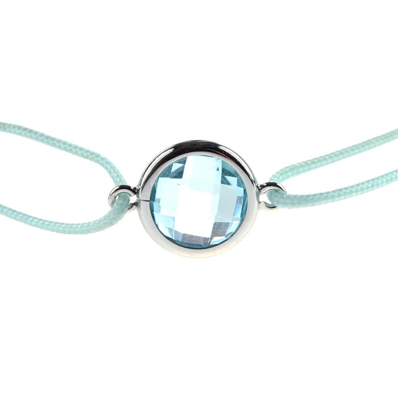 Bracelet cordon bleu avec topaze bleue - Be Jewels