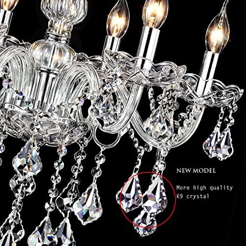 SUN-E Kristall-Kronleuchter K9 Maple Leaf Crystal Kerze Kronleuchter Beleuchtung 6Lights Badezimmer Decke leuchten Leuchte Pendelleuchte zum Essen Leben Zimmer-Schlafzimmer Flur Eintrag B60cm X L120cm