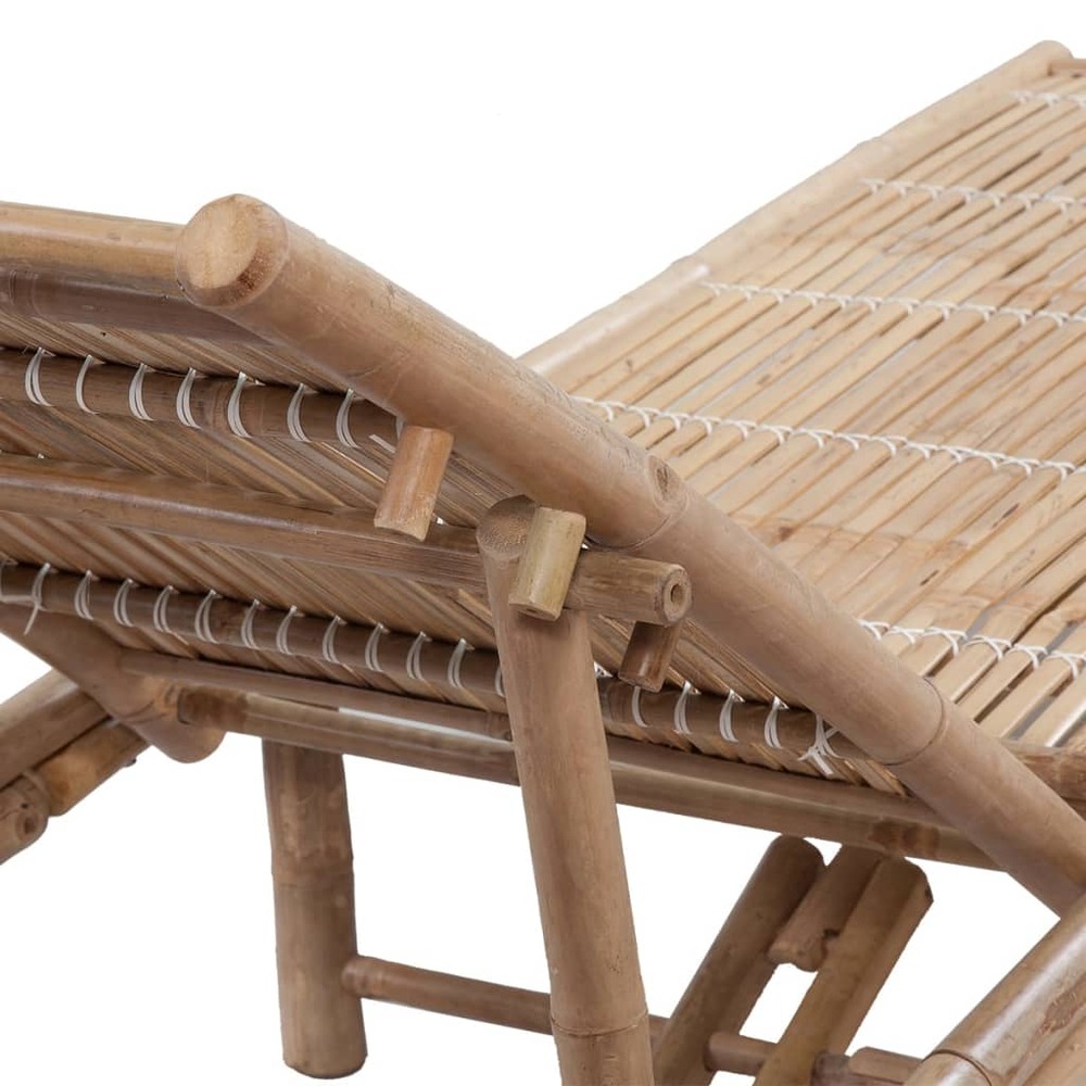 Transat chaise longue bain de soleil lit de jardin terrasse meuble d'extérieur bambou